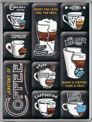 Produktbild von Nostalgic-Art - 9tlg. Magnetset - Coffee & Chocolate - Anatomy of Coffee
