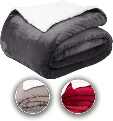 Immagine prodotto di Coperta in pile Sherpa, 220 x 240 cm, certificata Oeko-Tex, calda coperta avvolgente ideale per il divano