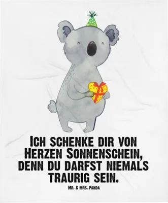 Produktbild von Mr. & Mrs. Panda Schlummerdecke Koala Geschenk - Weiß - Plaid, Party, Geburtstag, Babybettdecke, Babydecke, Kinderdecke, Erstlingsdecke