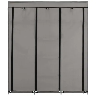 Produktbild von Cloris DesignMöbel Kleiderschränke - Grau Kleiderschrank mit Fächern und Stangen Grau 150x45x175cm Stoff Schlichtes5306506