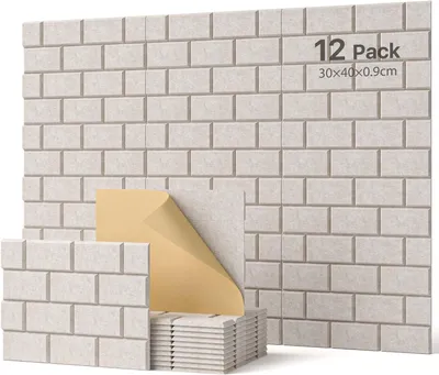 Obrázok produktu pre Zvuková izolácia panely 12 ks, béžová, 30 x 40 x 1 cm, samolepiace, pre nástenná dekorácia