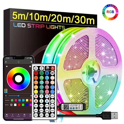 Produktbild von 30 m RGB LED Lichtband USB Flexibel mit Fernbedienung & App-Steuerung