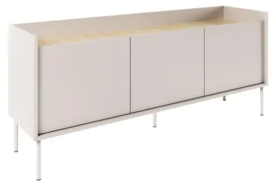 Produktbild von Selsey Tovi - TV-Schrank 3-türig, 140 cm, Kaschmirgrau / Holzoptik Eiche