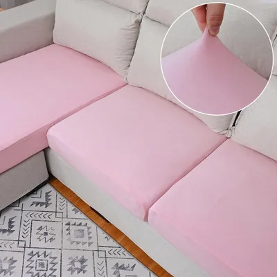 Obrázek produktu pro Potah na sedák pohovky, elastický sametový potah na pohovku, elastický potah na pohovku, potah na sedák pohovky (pro 2 sedadla, růžový)