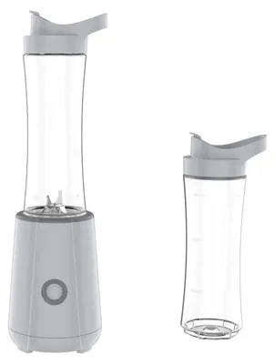 Image de Mixeur électrique Tognana Iridea D2DFU04IRPE 450 W, 4 lames en acier inoxydable, avec 2 gobelets à emporter de 600 ml, gris perle