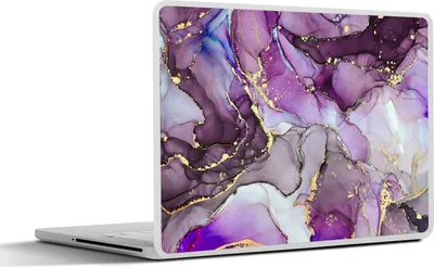 Produktbild von MuchoWow® Laptop Aufkleber Sticker Cover Marmor - Rosa - Lila - Gold 25x18 cm - Laptop-Deko