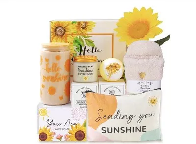 Produktbild von Geschenkset für Frauen Inspirierend mit Sonnenblume für Freundin, Frau oder Mama