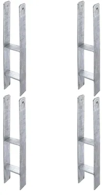 Zdjęcie produktu dla Alberts 4 x wsporniki słupków H, 101x600 mm, grubość materiału 6 mm, głębokość 60 mm, ocynkowane ogniowo