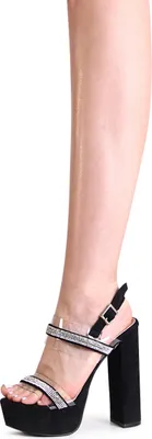 Produktbild von topschuhe24 3013 Damen Plateau Sandaletten Glitzer Riemchen, Farbe:Schwarz, Größe:38 EU