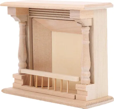 Produktbild von 1:12 Puppenhaus-Kamin, unbemaltes Birkenholz, Miniatur-Möbel, Dekorationszubehör