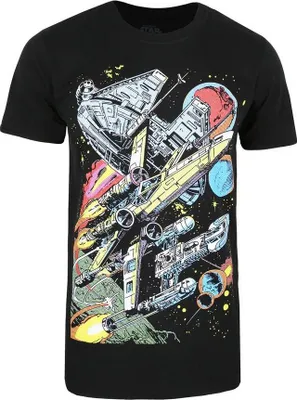 Produktbild von Star Wars - "Falcon Battle" T-Shirt für Herren TV469 (S) (Schwarz)