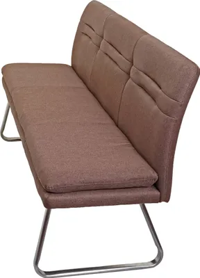 Immagine prodotto di Panca HWC-H70, panca per sala da pranzo panca imbottita, schienale in tessuto/tessuto acciaio inox spazzolato ~ marrone 180cm