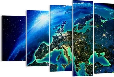 Produktbild von Bild auf Leinwand - Leinwandbild - Nacht raum welt ansicht - 150x100cm - Wand Bild - Wanddeko - Leinwanddruck - Bilder - Kunstdruck - Wanddekoration - Leinwand bilder - Wandkunst - EG150x100-2816