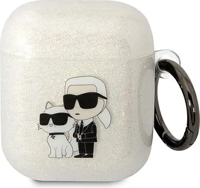 Produktbild von Etui Karl Lagerfeld Glitter Karl&Choupette Na Airpods 1/2 - Przezroczyste