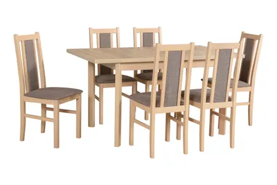 Produktbild von Esstischgarnitur, Esszimmerstühle aus Buchenholz, Esstischen und Stühlen, moderne Esszimmer- und Küchenstühle, Stuhl BOS 14 +Tisch MAX 5P