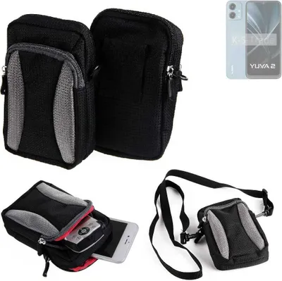 Produktbild von K-S-Trade Holster Schutz Hülle kompatibel mit Lava Yuva 2 Handy Hülle Gürteltasche Umhängetasche mit Zusatzfach schwarz