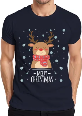 Produktbild von Merry Christmas Rentier Schnee - Weihnachten Weihnachtsgeschenk Christmas Herren T-Shirt, Navy, 3XL