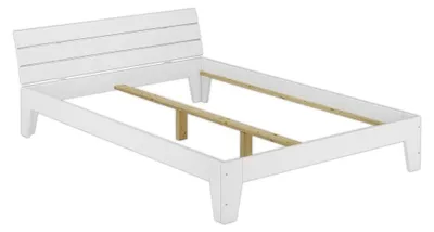 Produktbild von Doppelbett 140x200 Futonbett Bettrahmen Bettgestell Holzbett aus massivem Kiefernholz in Weiß