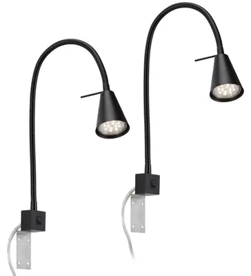 Produktbild von 2er Set LED Leselampe mit Schalter, schwenkbar, GU10, eckig, warmweißes Licht, Wandleuchte, Wandlampe, Bettlampe, Lampe Bett, Leselicht,40,3cm,Schwarz