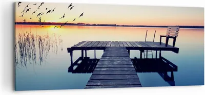 Produktbild von Bild auf Leinwand - Leinwandbild - See Brücke - 120x50cm - Wand Bild - Wanddeko - Wandbilder - Leinwanddruck - Bilder - Kunstdruck - Wanddekoration - Leinwand bilder - Wandkunst - AB120x50-3698