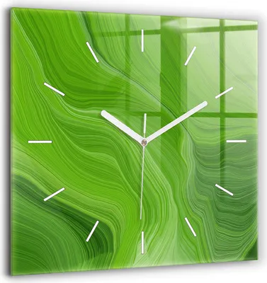 Produktbild von Wallfluent Große Wanduhr – Stilles Quarzuhrwerk - Uhr Dekoration Wohnzimmer Schlafzimmer Küche - Zifferblatt mit Striche - weiße Zeiger - 60x60 cm - Moderne Wellen
