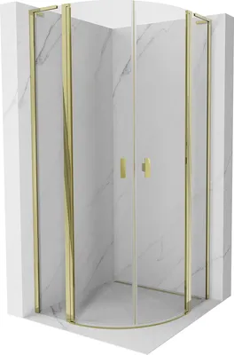 Produktbild von Mexen Mist L halbrunde Duschkabine schwenkbar 80 x 80 cm, transparent, gold - 8A32L-080-080-50-00
