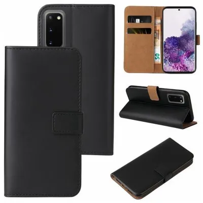 Produktbild von Kunstleder Flip-Hülle für Smartphones - Farbe: Schwarz - Modellkompatibilität: Für Samsung Galaxy S20