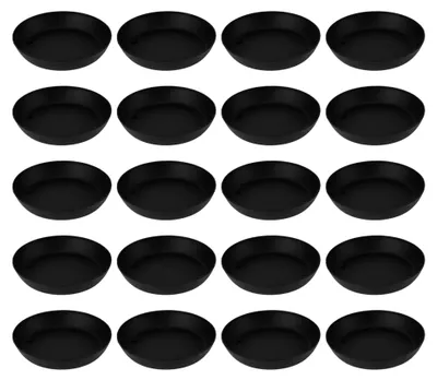 Produktbild von 20 Stück Kunststoff-Untersetzer für Blumentöpfe, Pflanzgefäße und Balkonkästen (Schwarz)