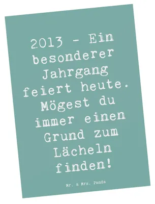 Produktbild von Mr. & Mrs. Panda Postkarte Spruch 2013 Geburtstag Freude - Meeresbrise - Geschenk, Happy Birthday, besonderer Tag, besondere Erinnerungen, Alter, Ansichtskarten, Hommage