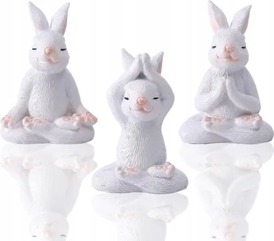 Image de 3 lapins au yoga, figurines de 5 cm pour décorer votre maison ou votre jardin à Pâques