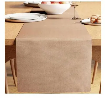 Zdjęcie produktu dla Bieżnik na stół bawełniany prążkowany beżowy 32x250 cm dekoracyjny