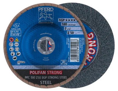 Produktbild von PFERD POLIFAN flap discs zirconia alumina Z SGP STRONG STEEL, 18 cm, 10 Stück(e)