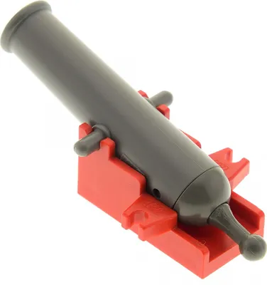 Produktbild von 1x Lego Waffe Kanone alt-dunkel grau Sockel Halter rot Kanonenrohr x110c01 2527
