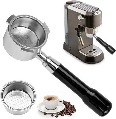 Produktbild von Filterhalter ohne Boden, 51 mm, kompatibel mit DeLonghi Dedica EC680/EC685/EC885 Espressomaschinen, Kaffee-Siebträger mit Filterkorb aus Edelstahl