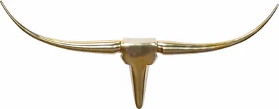 Produktbild von Deko Geweih Bull M WL1.392 Gold 100 cm Aluminium Design Hörner | Wanddekoration Stierkopf Horn Modern | Wandskulptur Geweih-Jagdtrophäe Metall | Longhorn Wandschmuck Groß