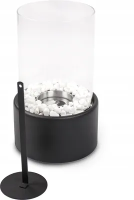 Obrázok produktu pre Stolový Biokrb Na Bioetanol Čierny 26,5 x 16 cm S Tvrdeným Sklom A Dekoratívnymi Kameňmi Bez Dymu A Popola