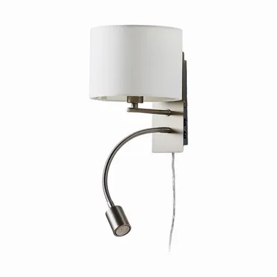 Produktbild von Lindby Wandlampe Florens, nickel, Leselampe, Stecker, E14