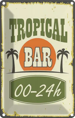 Produktbild von vianmo Blechschild 30x20 cm Alkohol Tiki Club Bar 00 - 24 h Essen Trinken