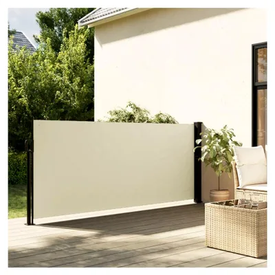 Produktbild von Ausziehbare Alu-Seitenmarkise 120x500 cm Sichtschutz, Sonnenschutz, blickdicht, Seitenrollo für Balkon, Terrasse, Garten, Creme
