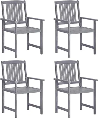 Produktbild von 4 Gartenstühle aus massivem Akazienholz in Grau für Terrasse, Garten oder Wintergarten, 57 x 61 x 92 cm