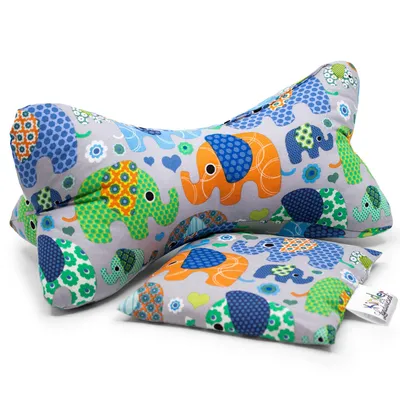 Produktbild von Leseknochen  inkl. Kirschkernkissen "Elefant-blau" 30 x 14cm Buchstütze Nackenkissen Reisekissen