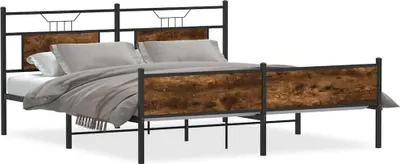 Obrázek produktu pro vidaXL Kovová postel bez matrace, kouřový dub 180x200 cm