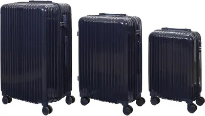 Zdjęcie produktu dla Zestawy bagażu - Zestaw walizek wakacyjnych 3-częściowy - Bagaż podręczny 49L + bagaż rejestrowany 65L i 105L - Walizka - Kompletny zestaw walizek podróżnych - Granatowy
