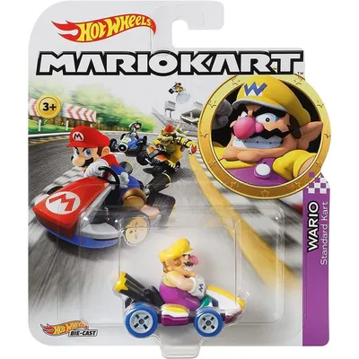 Produktbild von Mattel GBG32 - HotWheels - Mario Kart - Mini Die-Cast Fahrzeug mit Figur, Wario
