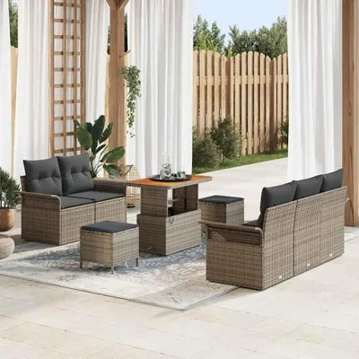 Produktbild von Maison Exclusive - Gartensofa-set mit Kissen 8 pcs Grau Poly-Rattan
