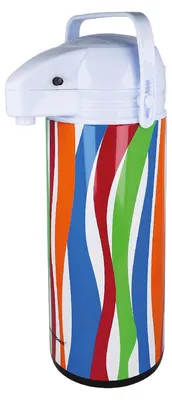 Produktbild von EUROHOME Airpot Isolierkanne 1,9L – Thermoskanne mit Pumpfunktion & Glaseinsatz für langanhaltende Wärme Streifen