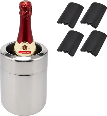 Produktbild von Bremermann nerezový chladič na lahve s bateriemi, chladič na 750 ml lahve, kulatý