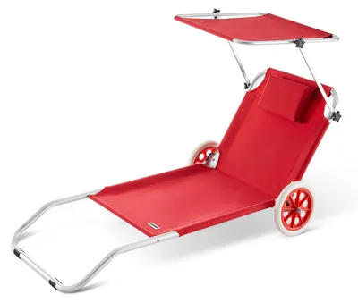 Produktbild von CASARIA® Sonnenliege Klappbar mit Rädern & Sonnendach 5-fach verstellbar Aluminium leichte Gartenliege Strandliege Balkon Terrasse Pool Camping