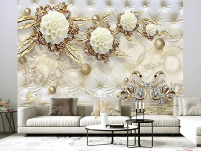 Produktbild von Vlies Fototapete 300x210 cm Tapeten Wandtapete XXL STEPPMUSTER Blumen Abstrakt b-B-0500-a-a