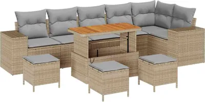 Image de Ensemble de canapé de jardin 10 pcs Beige polyrotin